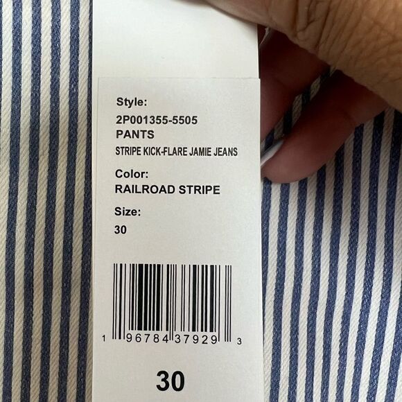 Vineyard Vines Railroad Stripe High Rise Kick Flare Raw Hem Jamie Jeans Size 30 - Picture 10 of 11